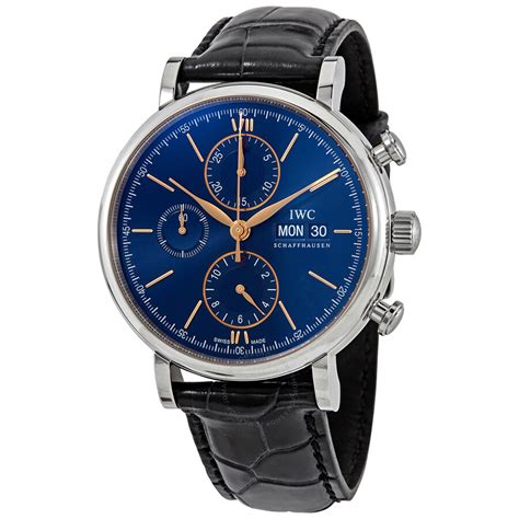 iwc blue face|iwc portofino chronograph blue dial.